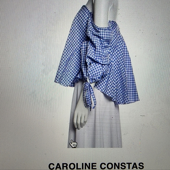 CAROLINE CONSTAS Off shoulder Gingham print top - Picture 4 of 5